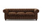 Valencia Parma 92" Full Aniline Leather Chesterfield Three Seats Sofa, Chocolate