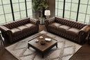 Valencia Parma 92" Full Aniline Leather Chesterfield Three Seats Sofa, Chocolate