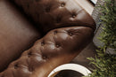 Valencia Parma Full Aniline Leather Chesterfield Single Sofa Accent Chair, Chocolate
