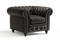 Valencia Parma Full Aniline Leather Chesterfield Single Sofa Accent Chair, Black