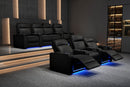 Valencia 2025 New Piacenza Leather Home Theater Seating Power Headrest Row of 3, Black