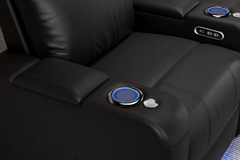 Valencia 2025 New Piacenza Leather Home Theater Seating Power Headrest Row of 4, Black