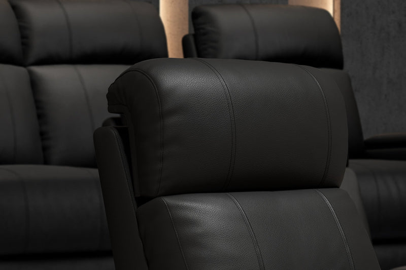 Valencia 2025 New Piacenza Leather Home Theater Seating Power Headrest Row of 3, Black