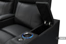 Valencia Piacenza Luxury Leather Home Theater Seating Row of 4 Loveseat Center, Onyx