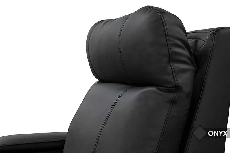 Valencia Piacenza Luxury Leather Home Theater Seating Row of 4 Loveseat Center, Onyx