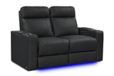 Valencia Piacenza Luxury Leather Home Theater Seating Row of 2 Loveseat, Onyx