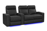 Valencia Piacenza Luxury Leather Home Theater Seating Row of 3 Loveseat Right, Onyx
