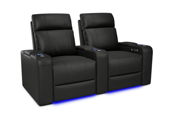 Valencia 2025 New Piacenza Leather Home Theater Seating Power Headrest Row of 2, Black