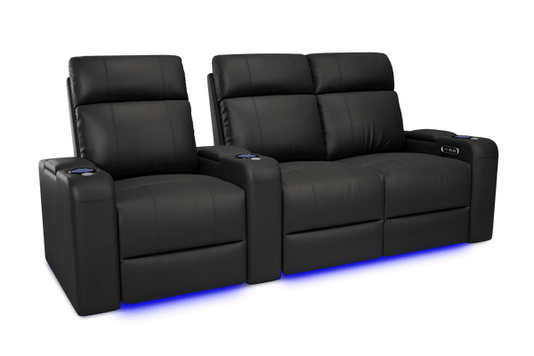 Valencia 2025 New Piacenza Leather Home Theater Seating Power Headrest Row of 3 Loveseat Right, Black