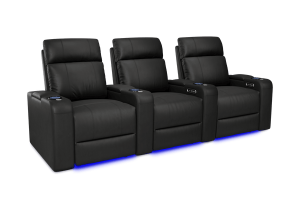 Valencia 2025 New Piacenza Leather Home Theater Seating Power Headrest Row of 3, Black