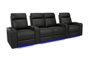 Valencia 2025 New Piacenza Leather Home Theater Seating Power Headrest Row of 4 Loveseat Center, Black