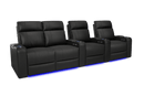 Valencia 2025 New Piacenza Leather Home Theater Seating Power Headrest Row of 4 Loveseat Left, Black