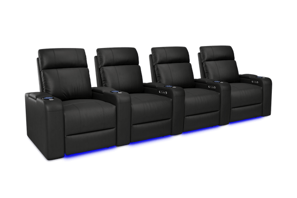 Valencia 2025 New Piacenza Leather Home Theater Seating Power Headrest Row of 4, Black