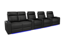 Valencia 2025 New Piacenza Leather Home Theater Seating Power Headrest Row of 5 Loveseat Left, Black