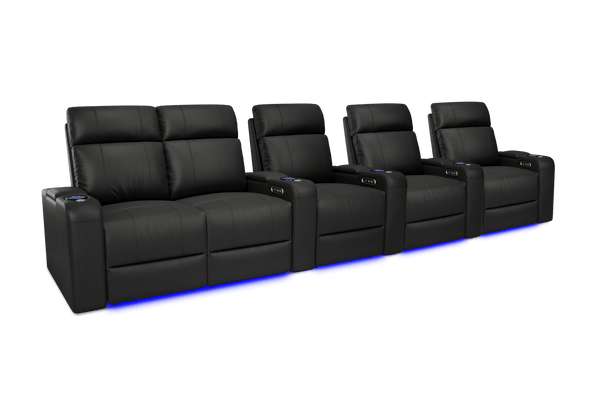 Valencia 2025 New Piacenza Leather Home Theater Seating Power Headrest Row of 5 Loveseat Left, Black