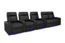 Valencia 2025 New Piacenza Leather Home Theater Seating Power Headrest Row of 5 Loveseat Right, Black