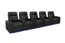 Valencia 2025 New Piacenza Leather Home Theater Seating Power Headrest Row of 5, Black
