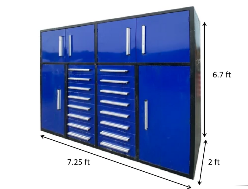 7ft Garage Storage Cabinet with 16 Drawers