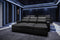 Valencia Pisa Top Grain Nappa 11000 Leather Lounge Sectional Sofa, Three Seats with 3 Ottomans, Black