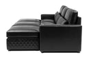 Valencia Pisa Top Grain Nappa 11000 Leather Lounge Sectional Sofa, Three Seats with 3 Ottomans, Black