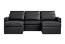 Valencia Pisa Ultimate Nappa 20000 Leather Lounge Sectional Sofa, Three Seats with 2 Ottomans, Black