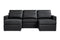 Valencia Pisa Ultimate Nappa 20000 Leather Lounge Sectional Sofa, Three Seats with 2 Ottomans, Black