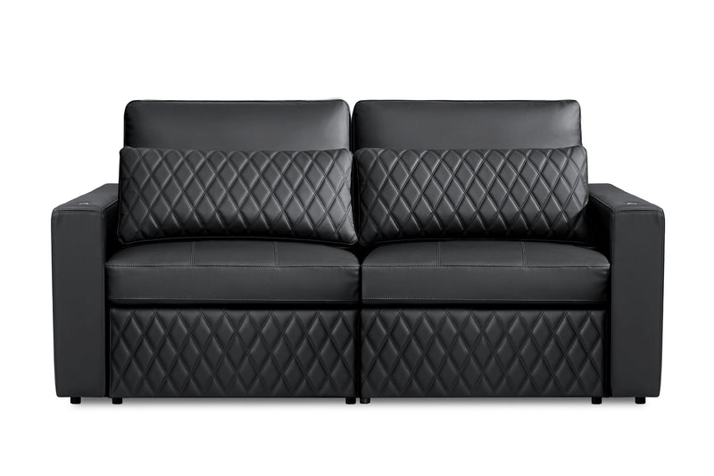 Valencia Pisa Ultimate Nappa 20000 Leather Lounge Sectional Sofa, Loveseat, Black