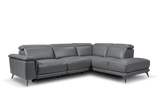 Valencia Pista Modern Top Grain Leather Reclining Sectional Sofa with Right-Hand Facing Chaise, Grey