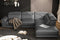Valencia Pista Modern Top Grain Leather Reclining Sectional Sofa with Right-Hand Facing Chaise, Grey