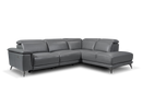 Valencia Pista Modern Top Grain Leather Reclining Sectional Sofa with Right-Hand Facing Chaise, Grey