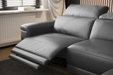 Valencia Pista Modern Top Grain Leather Reclining Sectional Sofa with Right-Hand Facing Chaise, Grey