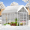 [10x10FT] Premium Outdoor Aluminum Walk-In Greenhouse With Polycarbonate Panels & Sliding Doors (94638275)