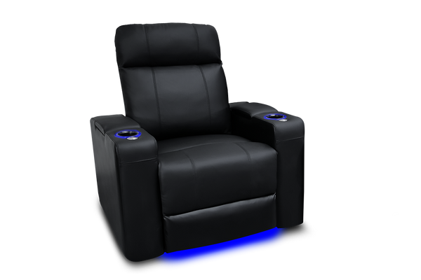 Valencia Piacenza Single Leather Home Theater Seating, Black