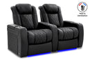 Valencia 2025 New Tuscany Ultimate Luxury Heat & Ventilation Leather Home Theater Seating Row of 2, Onyx