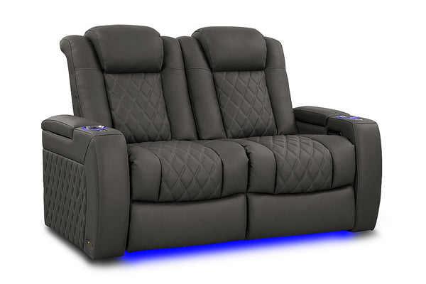 Valencia 2025 New Tuscany XL Luxury Leather Home Theater Seating Row of 2 Loveseat, Graphite