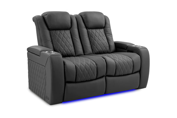 Valencia 2025 New Tuscany Ultimate Luxury Leather Home Theater Seating Row of 2 Loveseat, Graphite