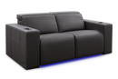 Valencia Barcelona Grand Leather Home Theater Seating Row of 2 Loveseat, Charcoal Grey
