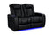 Valencia 2025 New Tuscany Heat & Massage Leather Home Theater Seating Row of 2 Loveseat, Midnight Black