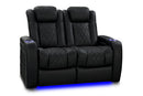 Valencia 2025 New Tuscany Slim Ultimate Luxury Leather Home Theater Seating Row of 2 Loveseat, Onyx