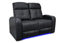 Valencia Verona Leather Home Theater Seating Row of 2 Loveseat, Black