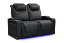 Valencia 2025 New Oslo Ultimate Luxury Leather Home Theater Seating Row of 2 Loveseat, Onyx with Silver Stitching