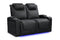 Valencia 2025 New Oslo Ultimate Luxury Leather Home Theater Seating Row of 2 Loveseat, Onyx with Silver Stitching