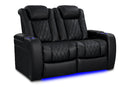 Valencia Tuscany Vegan Leather Home Theater Seating Row of 2 Loveseat, Deep Indigo