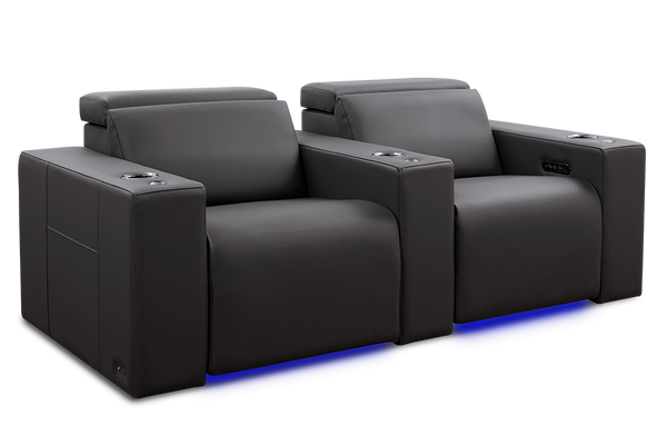Valencia 2025 New Barcelona Grand Ultimate Leather Home Theater Seating Row of 2, Graphite