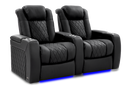Valencia 2025 New Tuscany Ultimate Luxury Leather Home Theater Seating Row of 2, Onyx