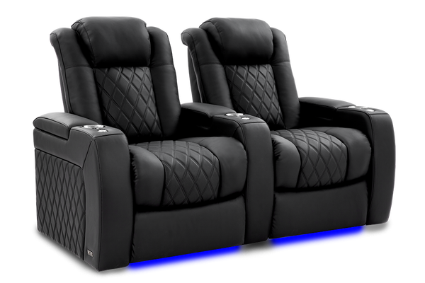 Valencia 2025 New Tuscany Ultimate Luxury Leather Home Theater Seating Row of 2, Onyx