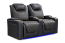 Valencia 2025 New Oslo Ultimate Luxury Leather Home Theater Seating Row of 2, Onyx with Gold Stitching