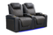 Valencia 2025 New Oslo Ultimate Luxury Leather Home Theater Seating Row of 2, Onyx with Gold Stitching