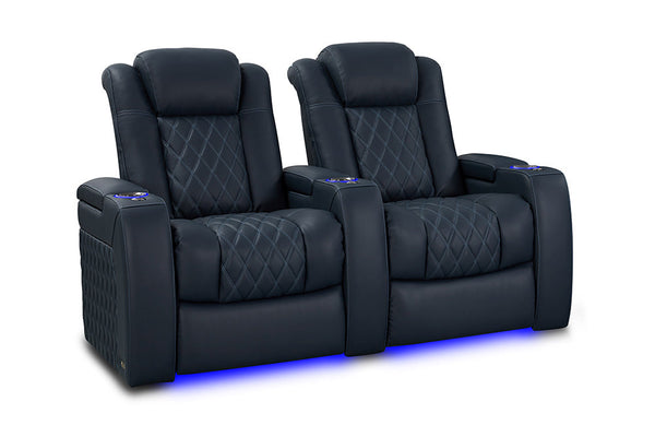 Valencia 2025 New Tuscany Luxury Leather Home Theater Seating Row of 2, Moonlight Blue