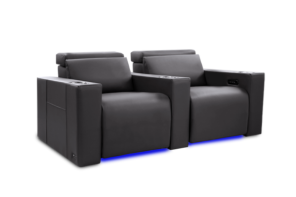 Valencia Barcelona Ultimate Leather Home Theater Seating Row of 2, Graphite